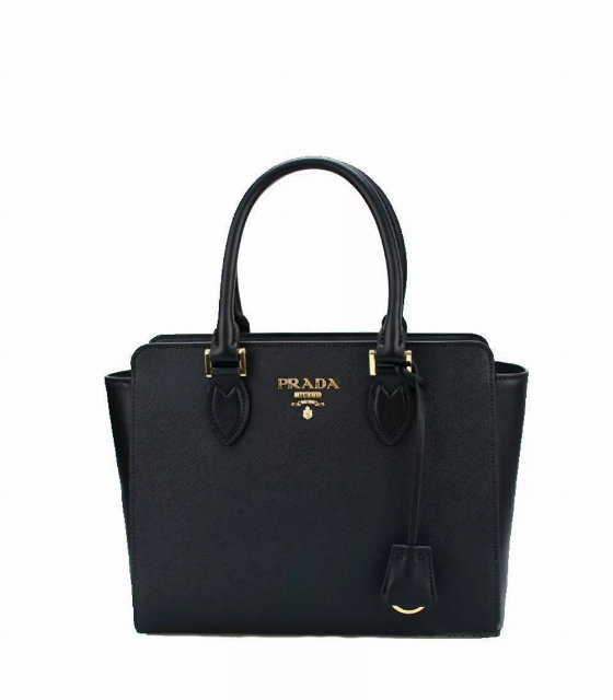 Prada Saffiano Borsa Black Leather Shoulder Tote Handbag | Image 1