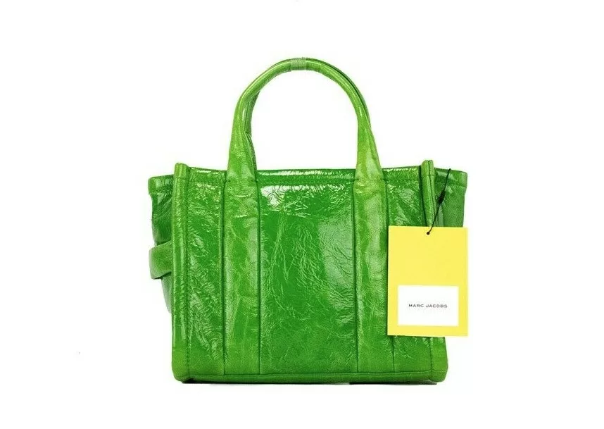 Marc Jacobs The Shiny Crinkle Mini Tote Fern Green Leather Crossbody Handbag Marc Jacobs The Shiny Crinkle Mini Tote Fern Green Leather Crossbody Handbag | Image 2