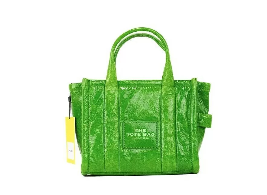Marc Jacobs The Shiny Crinkle Mini Tote Fern Green Leather Crossbody Handbag Marc Jacobs The Shiny Crinkle Mini Tote Fern Green Leather Crossbody Handbag | Image 1