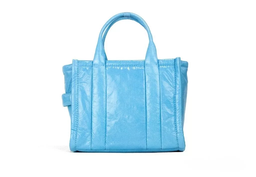 Marc Jacobs The Shiny Crinkle Mini Tote Air Blue Leather Crossbody Handbag Purse Marc Jacobs The Shiny Crinkle Mini Tote Air Blue Leather Crossbody Handbag Purse | Image 2