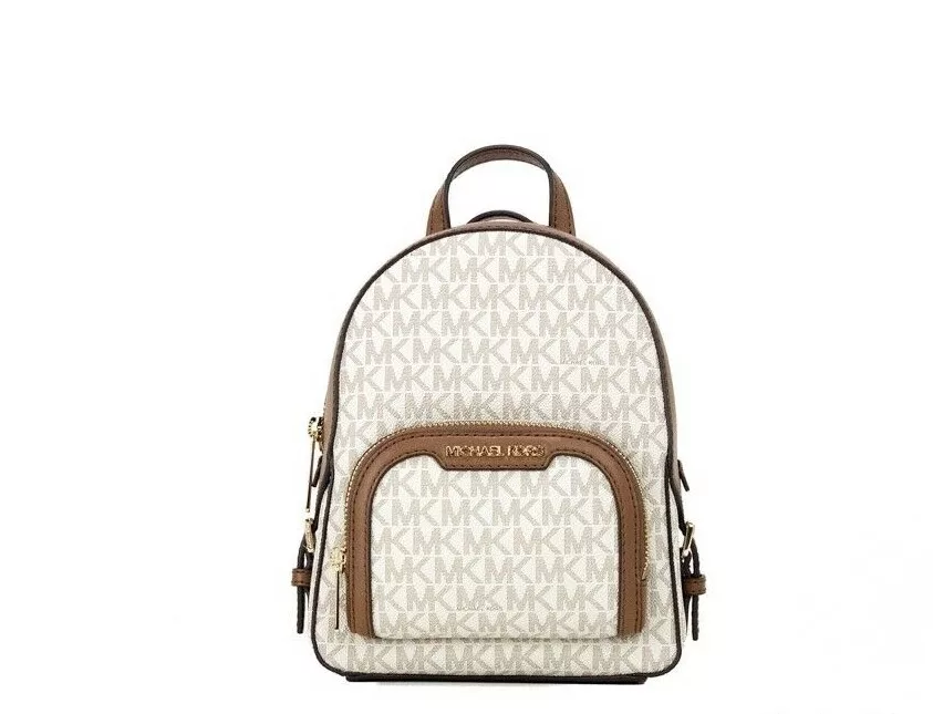 Michael Kors Jaycee XS Vanilla Signature PVC Zip Pocket Shoulder Backpack Bag Michael Kors Jaycee XS Vanilla Signature PVC Zip Pocket Shoulder Backpack Bag | Image 1