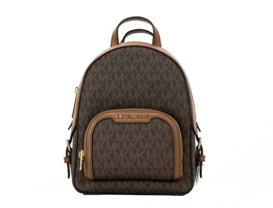Michael Kors Jaycee mini XS Brown Signature PVC Zip Pocket Shoulder Backpack Bag Michael Kors Jaycee mini XS Brown Signature PVC Zip Pocket Shoulder Backpack Bag | Image 1