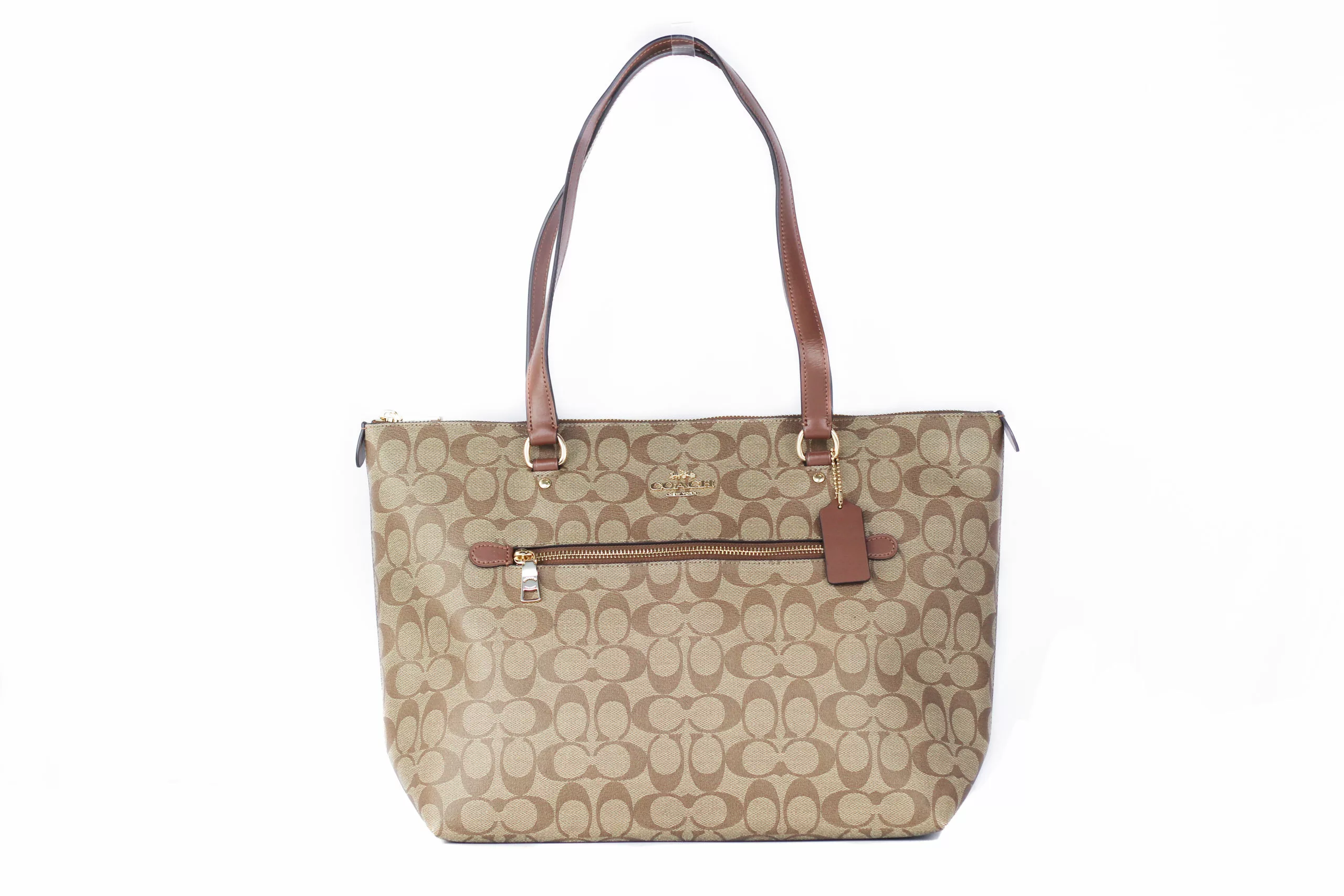 COACH Signature Coated Canvas and Leather Gallery Tote Handbag COACH Signature Coated Canvas and Leather Gallery Tote Handbag | Image 1