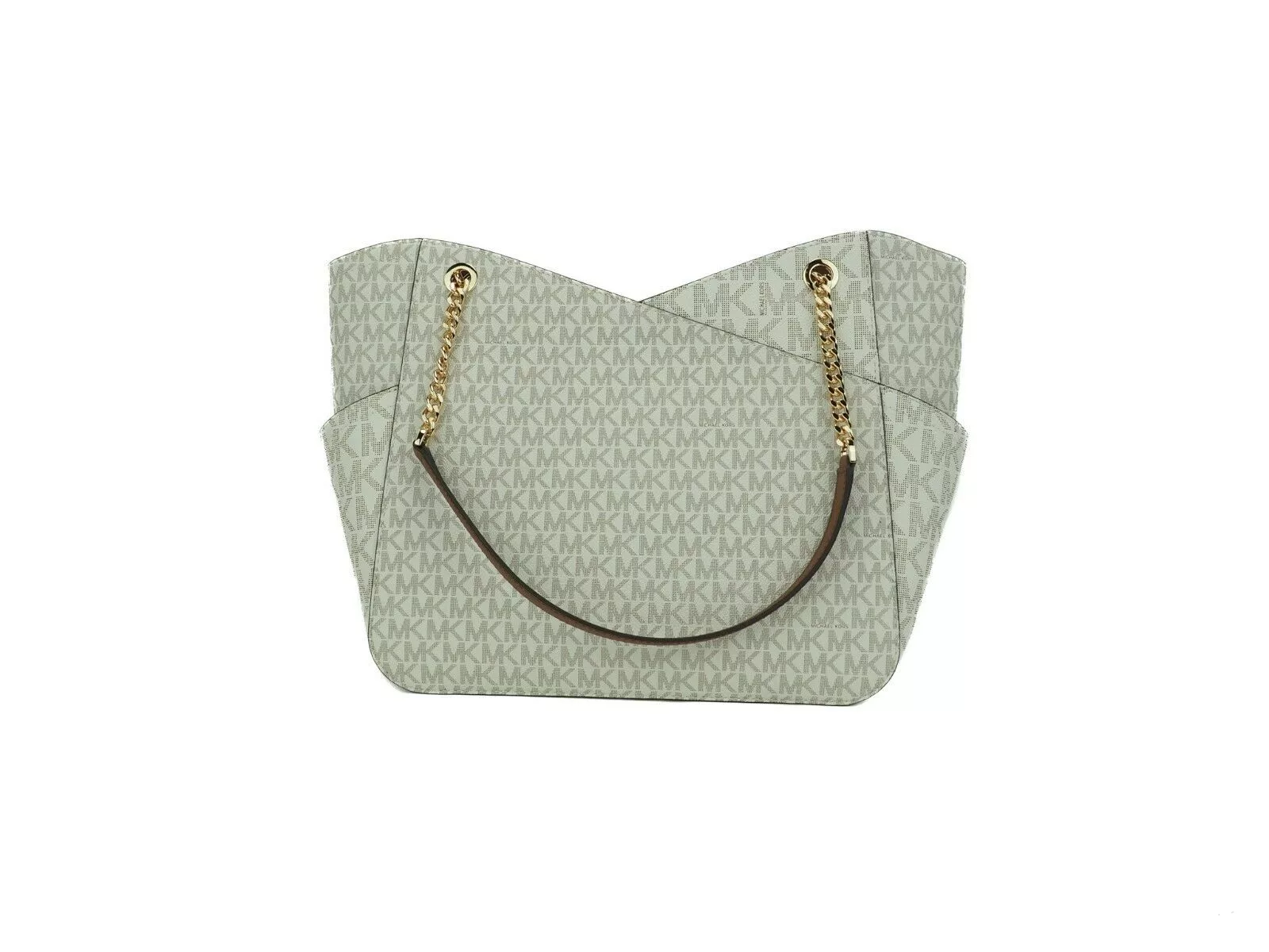 Michael Kors Jet Set Leather Large X Cross Chain Shoulder Tote Bag (Vanilla Signature) Michael Kors Jet Set Leather Large X Cross Chain Shoulder Tote Bag (Vanilla Signature) | Image 2