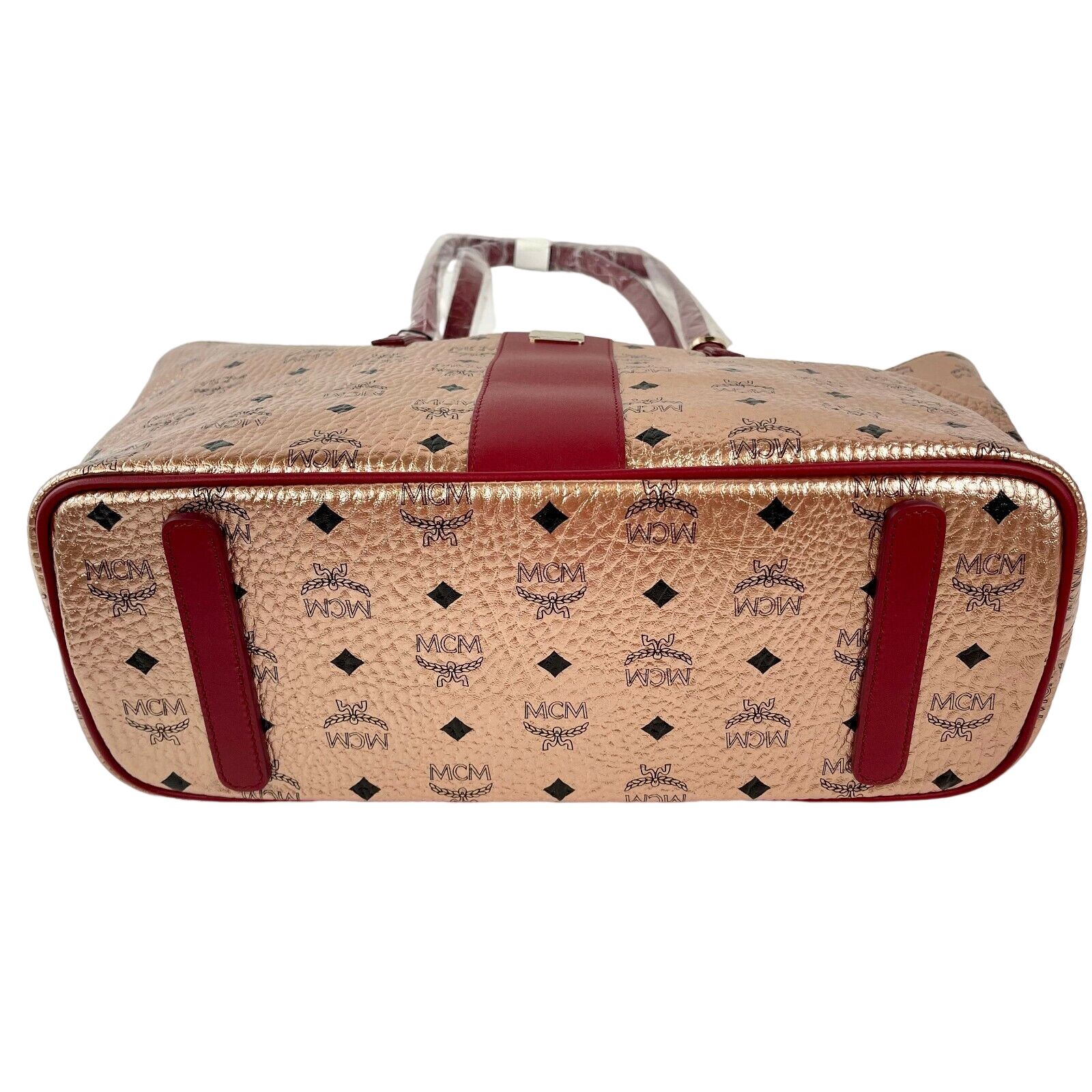 MCM MCM Chamoagne Women's Gold Monogram Visetos Canvas Medium Tote Bag MCM MCM Chamoagne Women's Gold Monogram Visetos Canvas Medium Tote Bag | Image 6