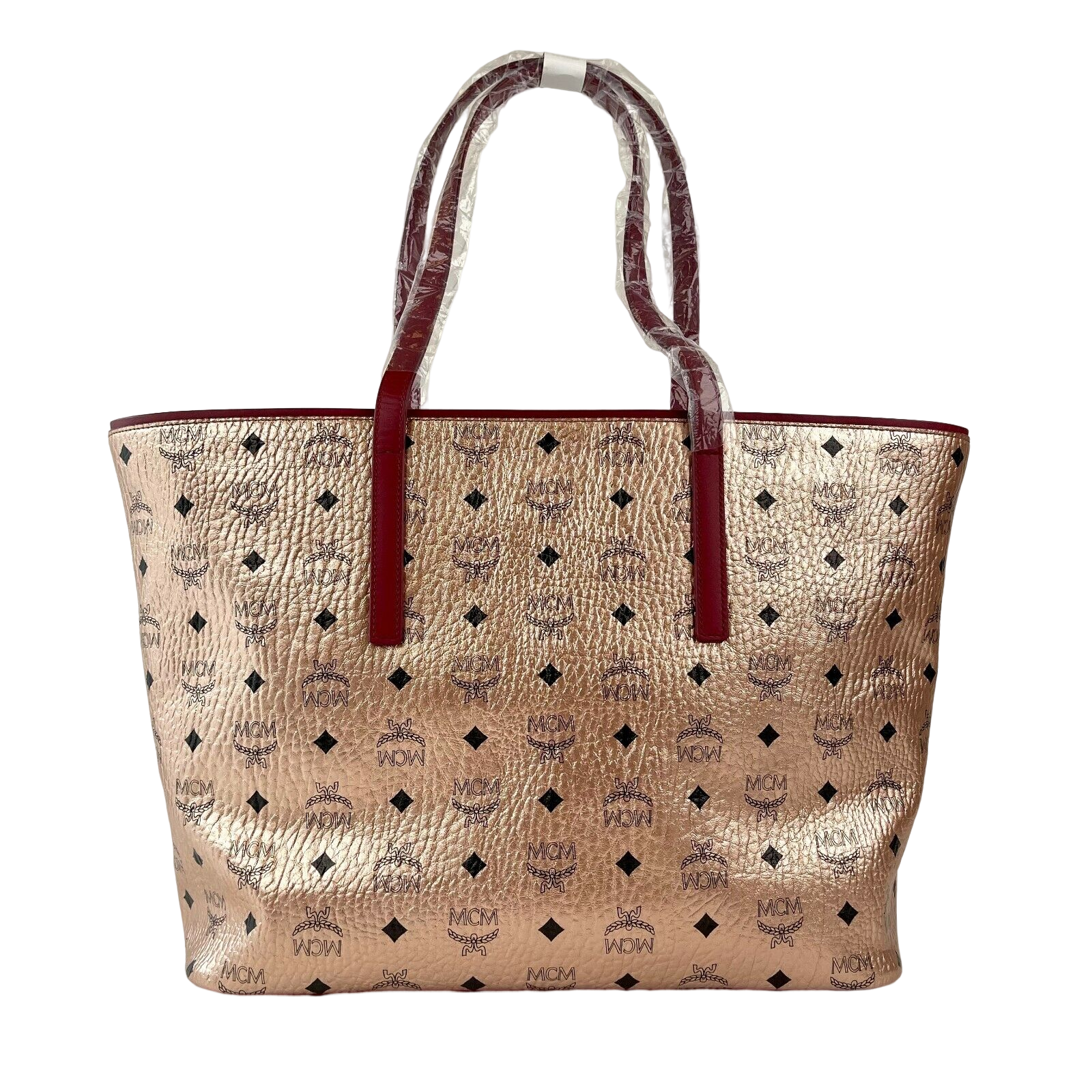 MCM MCM Chamoagne Women's Gold Monogram Visetos Canvas Medium Tote Bag MCM MCM Chamoagne Women's Gold Monogram Visetos Canvas Medium Tote Bag | Image 5