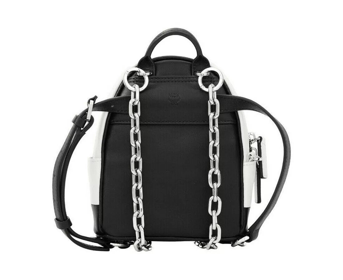 MCM Women's White Contrast Logo Leather Mini Crossbody Chain Bag MCM Women's White Contrast Logo Leather Mini Crossbody Chain Bag | Image 4