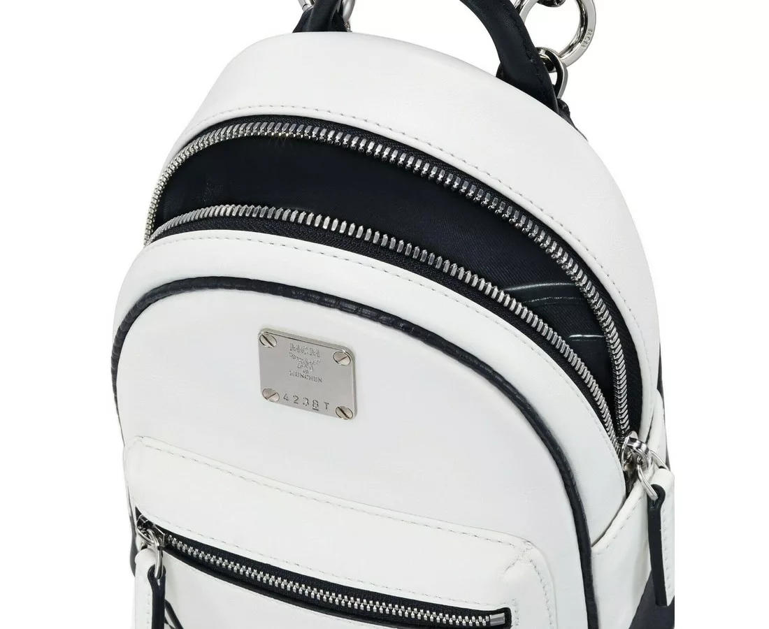 MCM Women's White Contrast Logo Leather Mini Crossbody Chain Bag MCM Women's White Contrast Logo Leather Mini Crossbody Chain Bag | Image 6