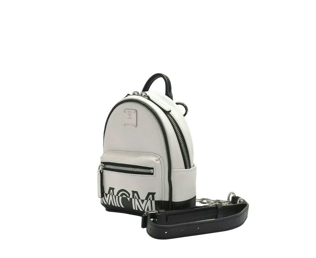 MCM Women's White Contrast Logo Leather Mini Crossbody Chain Bag MCM Women's White Contrast Logo Leather Mini Crossbody Chain Bag | Image 2