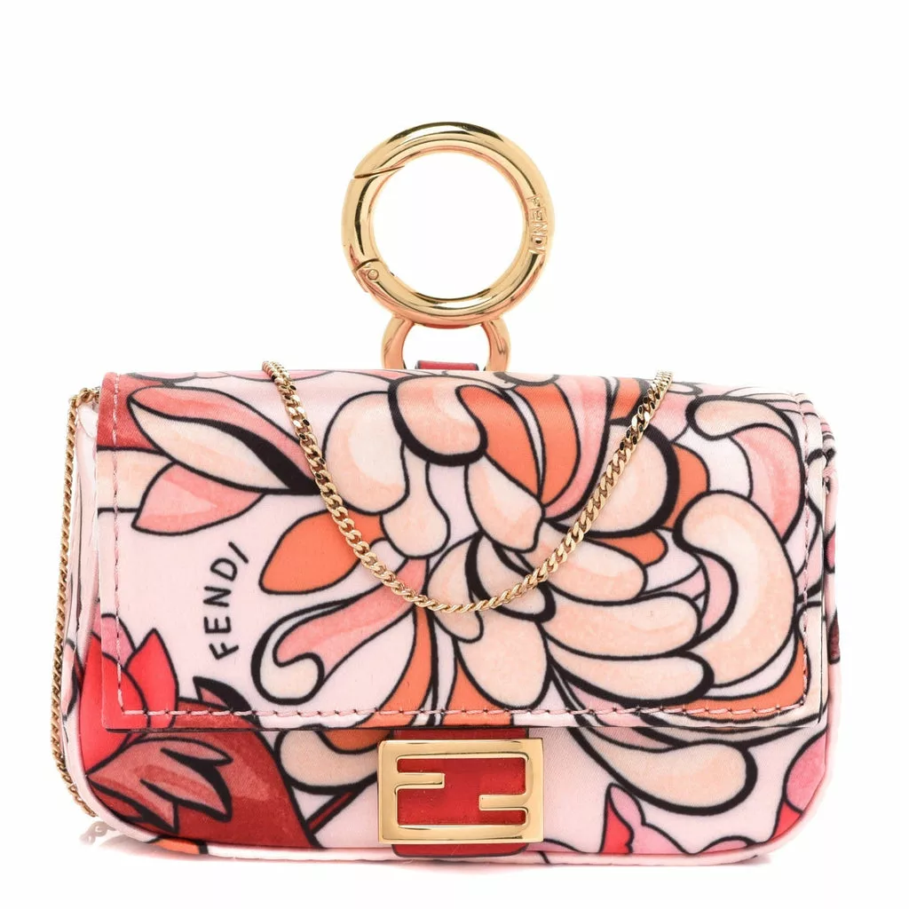 Fendi Baguette Pink Satin Floral Nano Bag Charm Crossbody Fendi Baguette Pink Satin Floral Nano Bag Charm Crossbody | Image 2