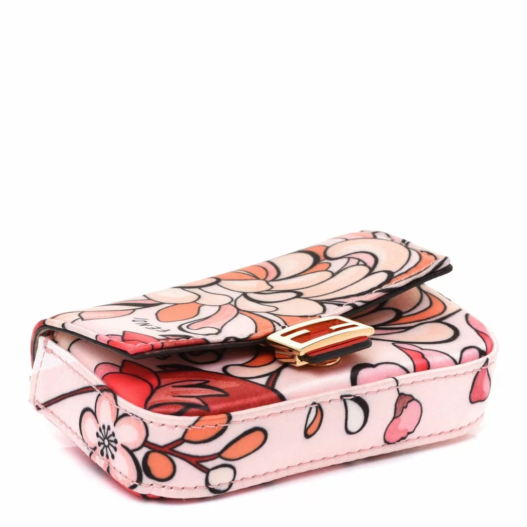 Fendi Baguette Pink Satin Floral Nano Bag Charm Crossbody Fendi Baguette Pink Satin Floral Nano Bag Charm Crossbody | Image 4