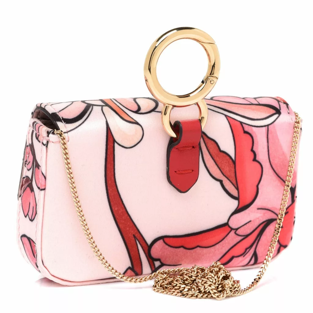 Fendi Baguette Pink Satin Floral Nano Bag Charm Crossbody Fendi Baguette Pink Satin Floral Nano Bag Charm Crossbody | Image 3
