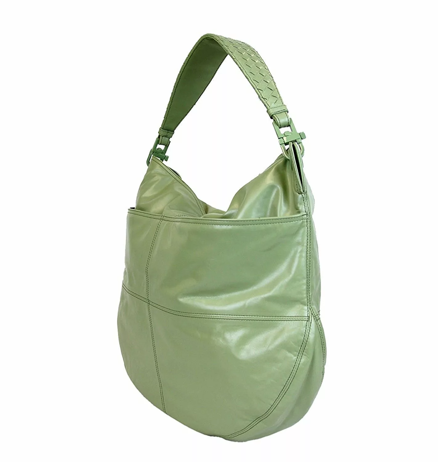 Bottega Veneta Women Green Leather Hobo Woven Detail Bag Bottega Veneta Women Green Leather Hobo Woven Detail Bag | Image 2