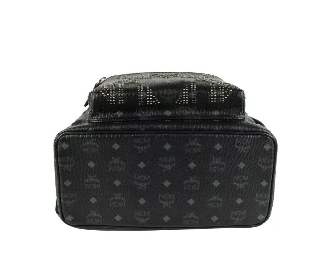 MCM Black Coated Canvas Studded Medium Backpack MCM Black Coated Canvas Studded Medium Backpack | Image 6