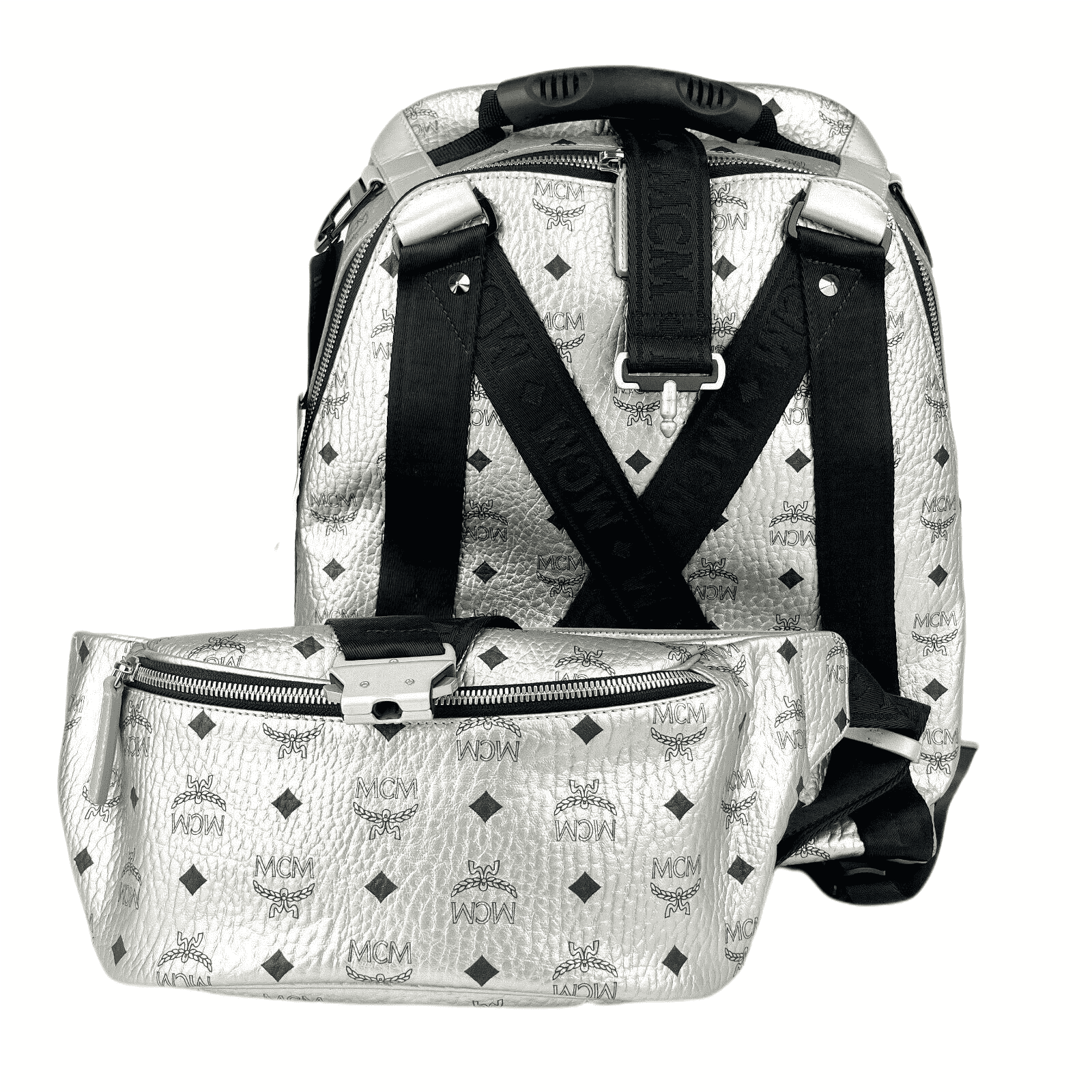 MCM MCM Women Jemison 2in1 Silver Visetos Medium Backpack Belt Bag MCM MCM Women Jemison 2in1 Silver Visetos Medium Backpack Belt Bag | Image 3