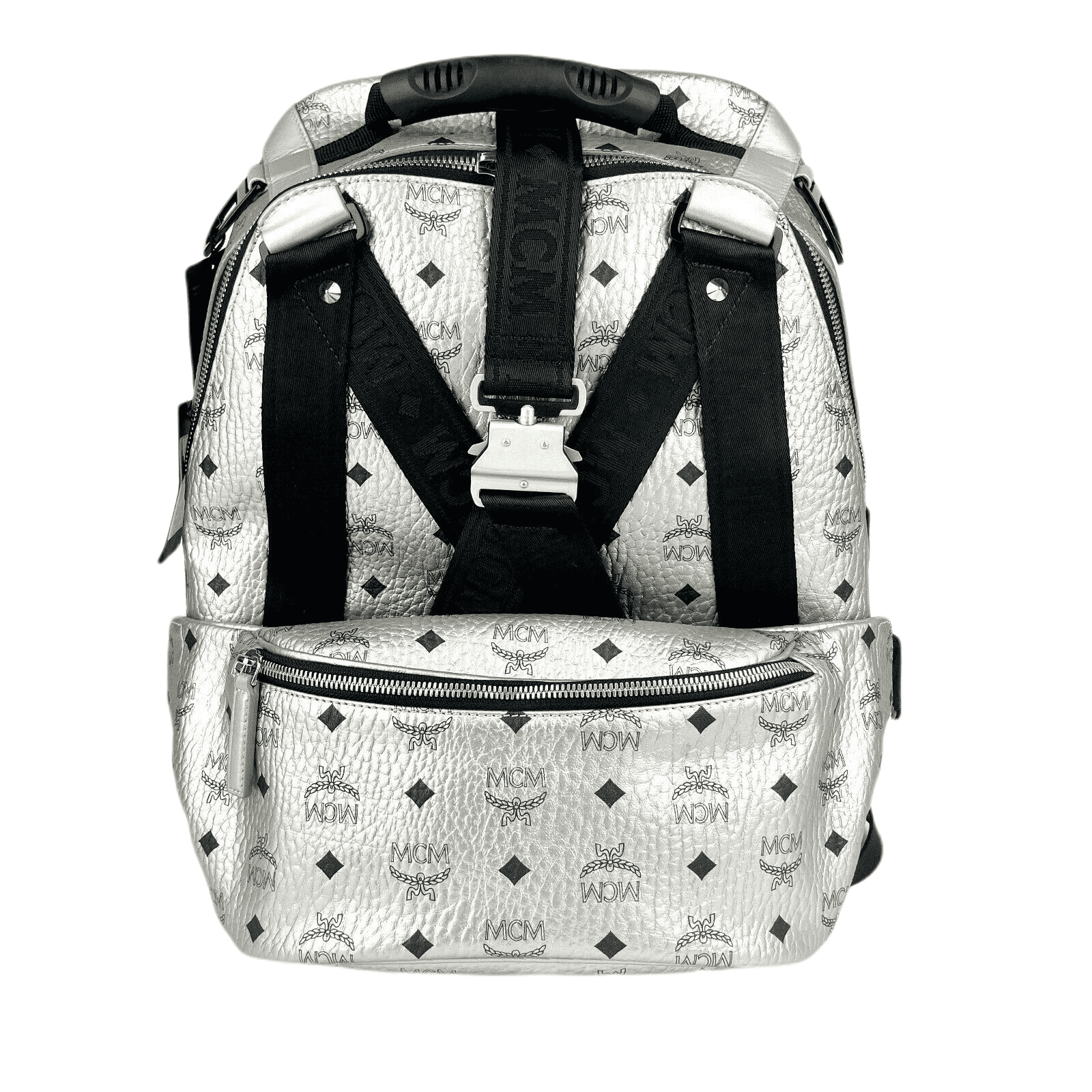 MCM MCM Women Jemison 2in1 Silver Visetos Medium Backpack Belt Bag MCM MCM Women Jemison 2in1 Silver Visetos Medium Backpack Belt Bag | Image 1