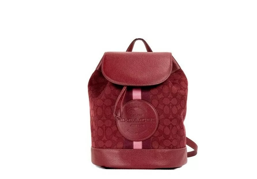 COACH Dempsey Red Apple Signature Jacquard Canvas Logo Patch Backpack COACH Dempsey Red Apple Signature Jacquard Canvas Logo Patch Backpack | Image 1