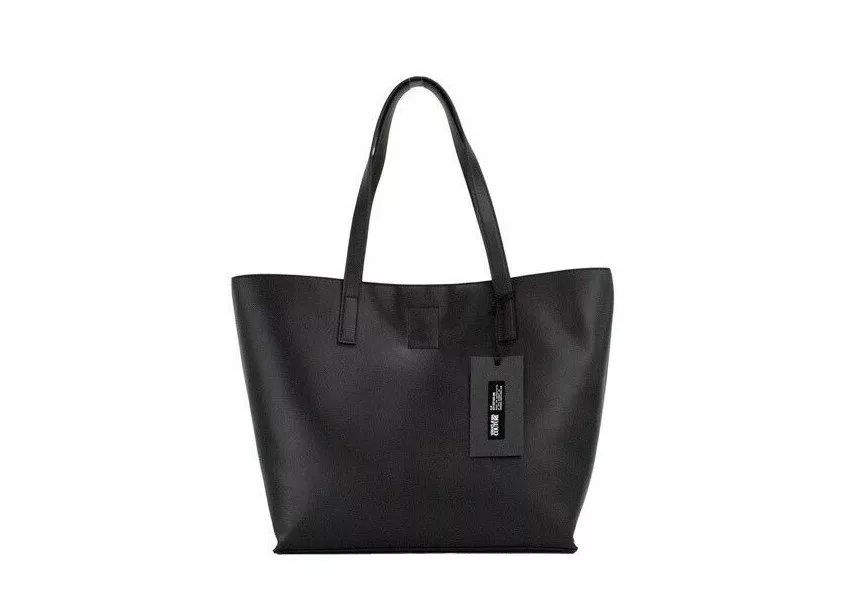 Versace Jeans Couture Black Grained Faux Leather Logo Lock Tote Shoulder Handbag Versace Jeans Couture Black Grained Faux Leather Logo Lock Tote Shoulder Handbag | Image 2
