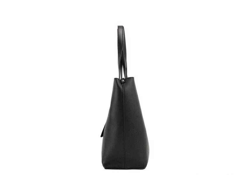 Versace Jeans Couture Black Grained Faux Leather Logo Lock Tote Shoulder Handbag Versace Jeans Couture Black Grained Faux Leather Logo Lock Tote Shoulder Handbag | Image 4