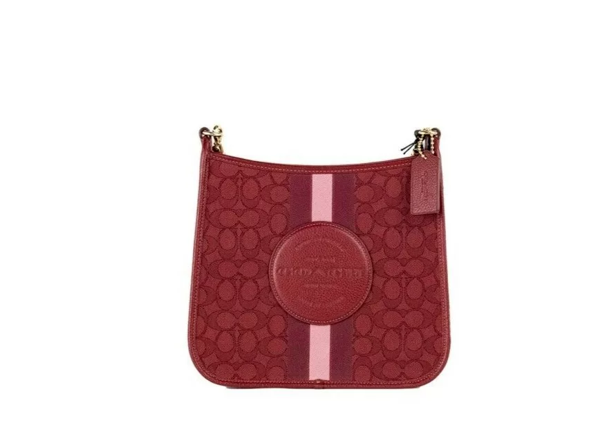 COACH Dempsey Red Signature Jacquard Canvas Patch File Crossbody Bag COACH Dempsey Red Signature Jacquard Canvas Patch File Crossbody Bag | Image 1