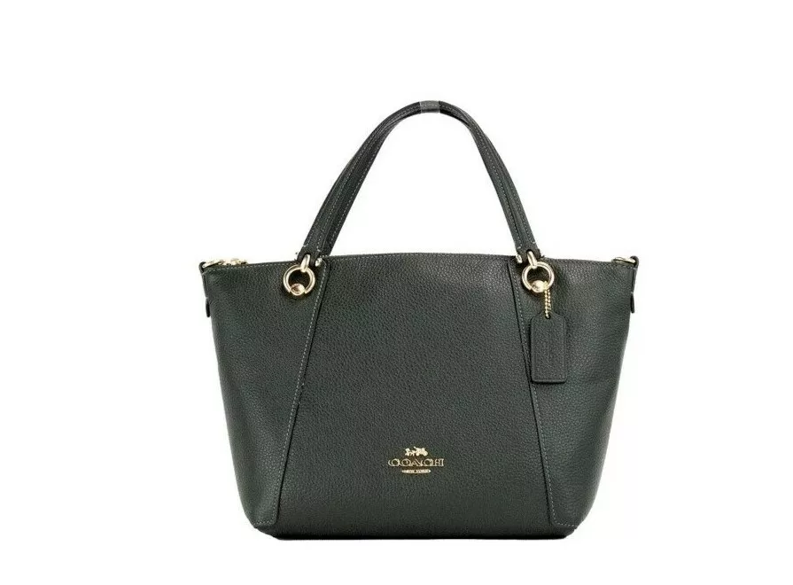 COACH Kacey Amazon Green Pebble Leather Top Zip Satchel Crossbody Bag COACH Kacey Amazon Green Pebble Leather Top Zip Satchel Crossbody Bag | Image 1
