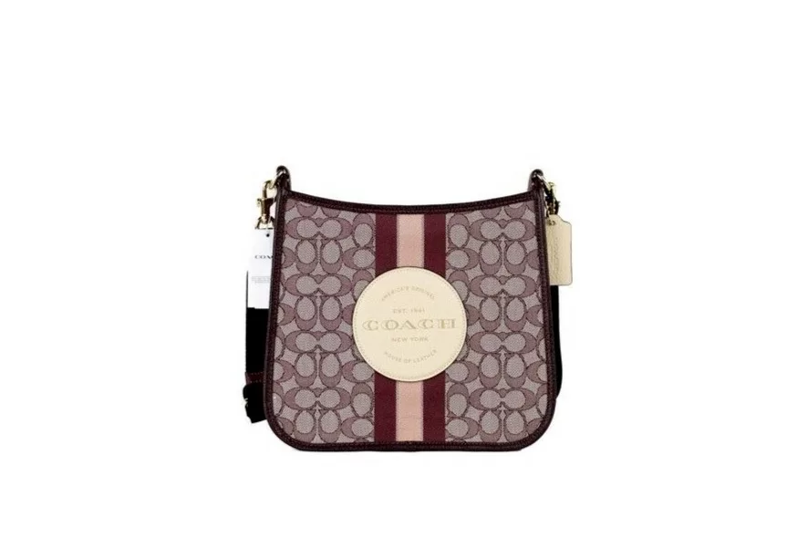 COACH Dempsey Wine Signature Jacquard Canvas Patch File Crossbody Bag COACH Dempsey Wine Signature Jacquard Canvas Patch File Crossbody Bag | Image 1