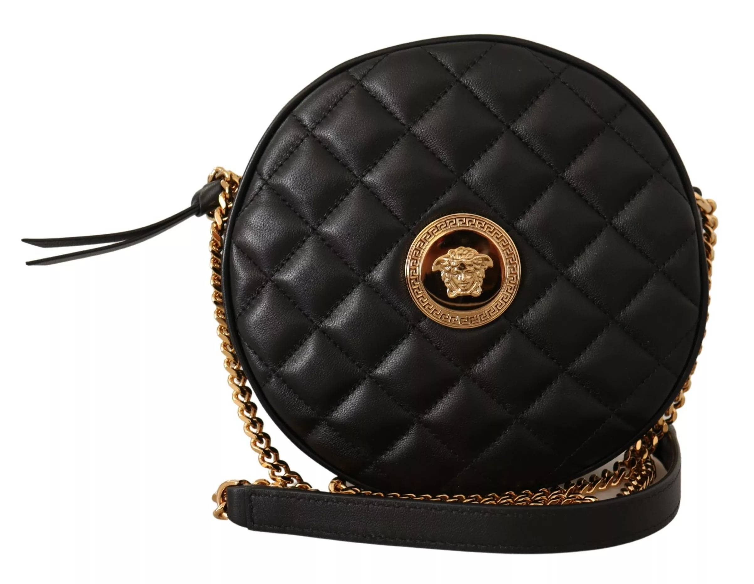 Versace Black Nappa Leather Medusa Round Shoulder Bag Versace Black Nappa Leather Medusa Round Shoulder Bag | Image 1
