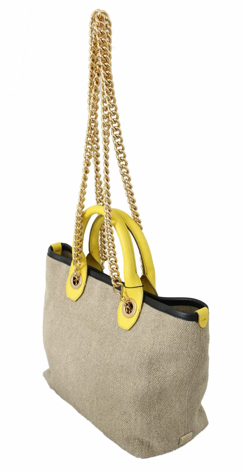 Dolce & Gabbana Beige Gold Chain Strap Shoulder Sling Purse Tote Bag Dolce & Gabbana Beige Gold Chain Strap Shoulder Sling Purse Tote Bag | Image 3