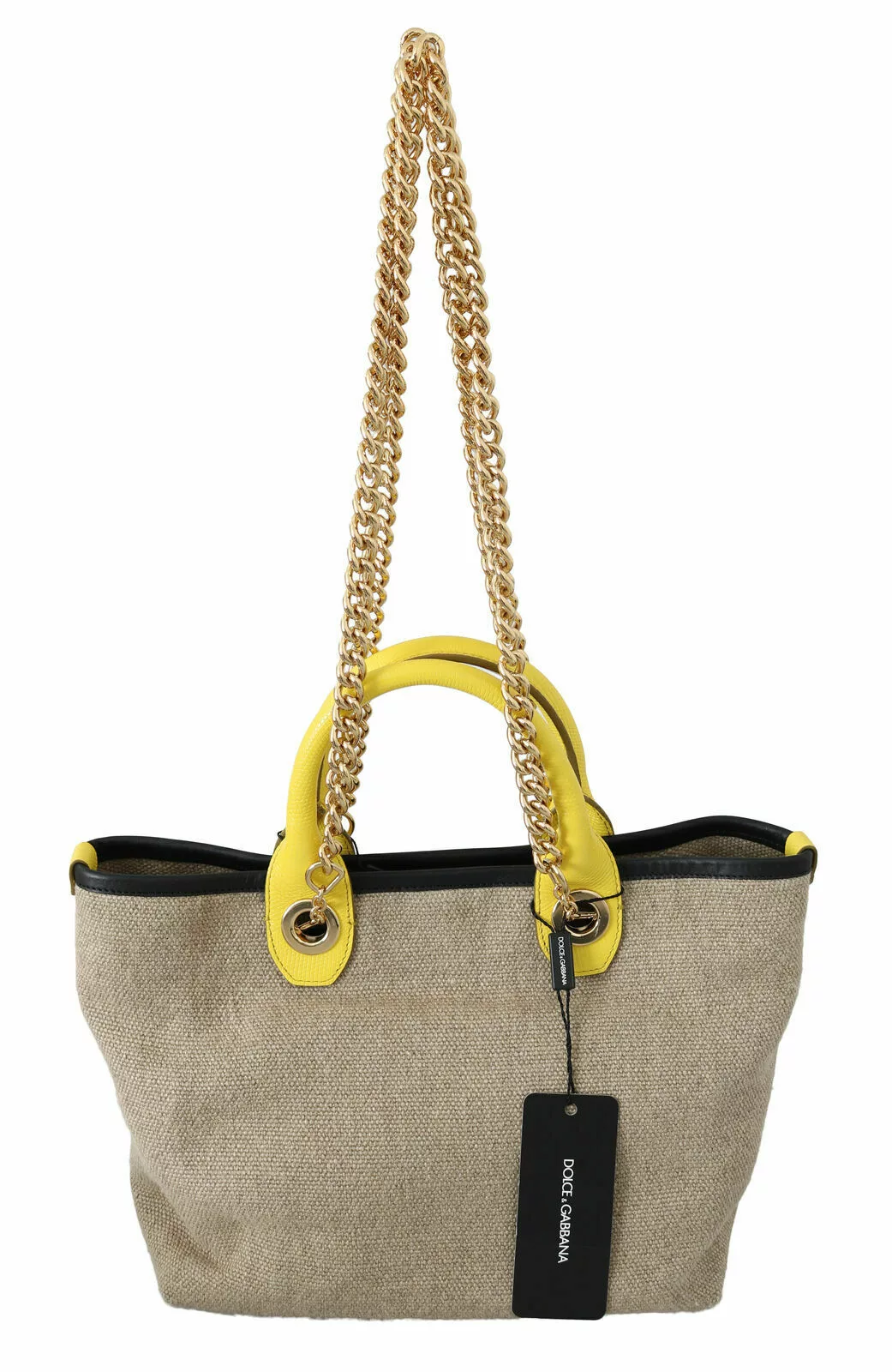 Dolce & Gabbana Beige Gold Chain Strap Shoulder Sling Purse Tote Bag Dolce & Gabbana Beige Gold Chain Strap Shoulder Sling Purse Tote Bag | Image 4