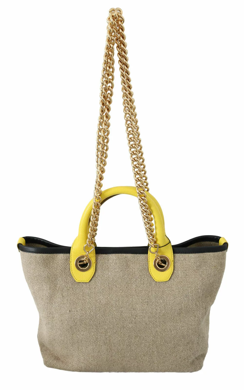Dolce & Gabbana Beige Gold Chain Strap Shoulder Sling Purse Tote Bag Dolce & Gabbana Beige Gold Chain Strap Shoulder Sling Purse Tote Bag | Image 2