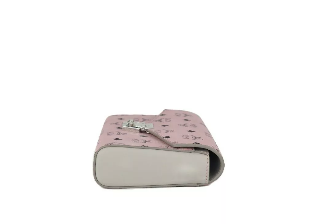 MCM Medium Soft Pink Signature Diamond Logo Leather Clutch Crossbody Handbag MCM Medium Soft Pink Signature Diamond Logo Leather Clutch Crossbody Handbag | Image 3