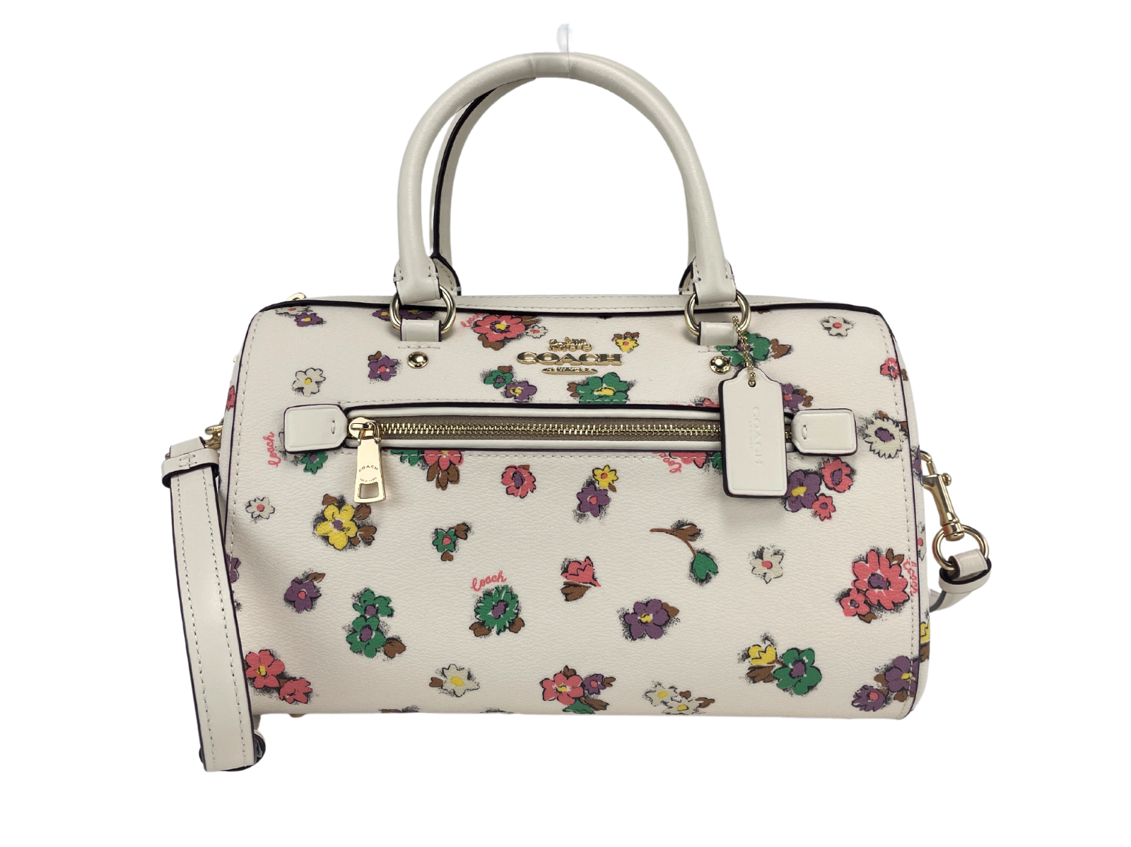 COACH (CA229) Floral Field Leather Rowan Medium Satchel Handbag Purse Crossbody COACH (CA229) Floral Field Leather Rowan Medium Satchel Handbag Purse Crossbody | Image 2
