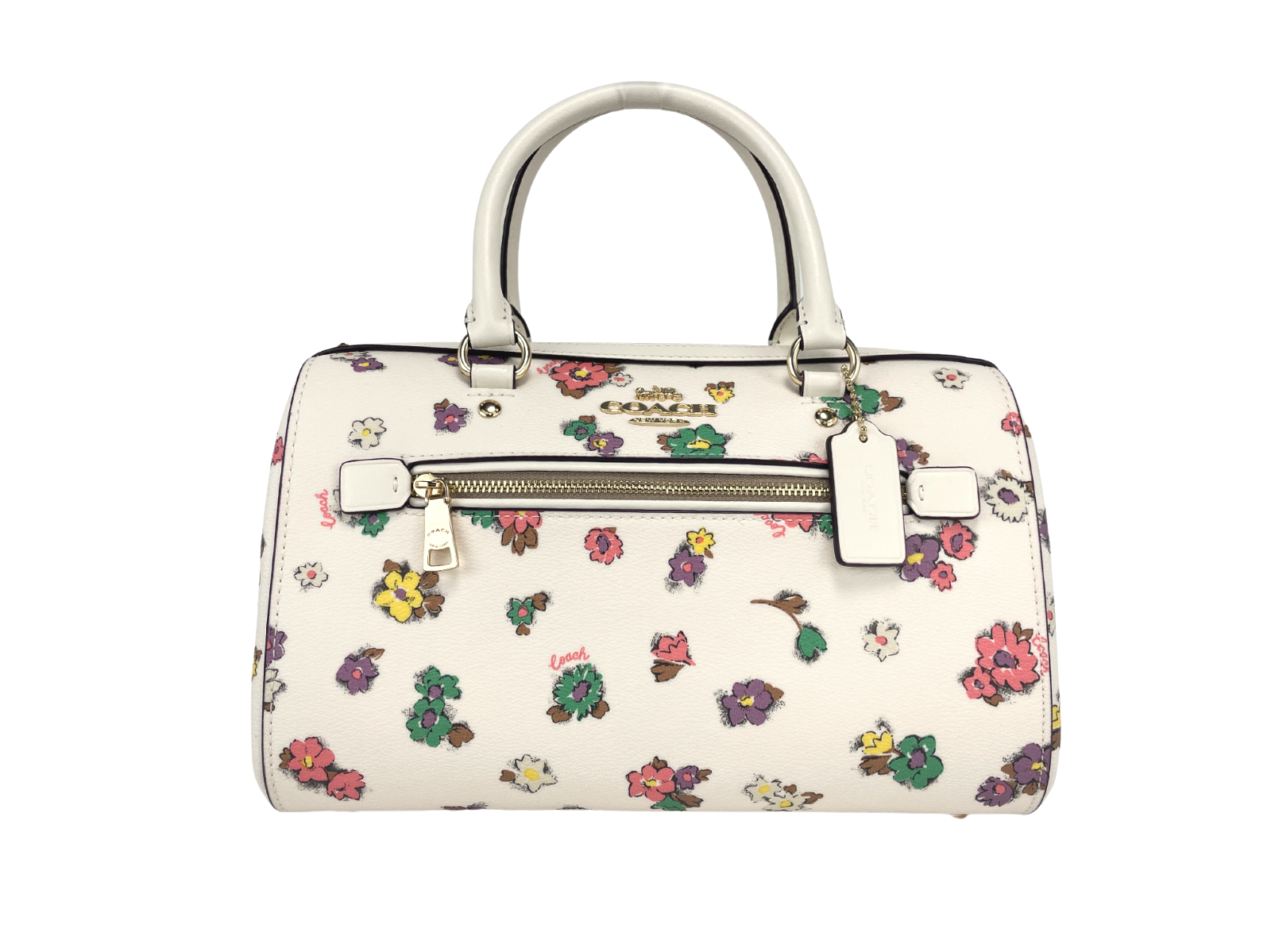 COACH (CA229) Floral Field Leather Rowan Medium Satchel Handbag Purse Crossbody COACH (CA229) Floral Field Leather Rowan Medium Satchel Handbag Purse Crossbody | Image 1