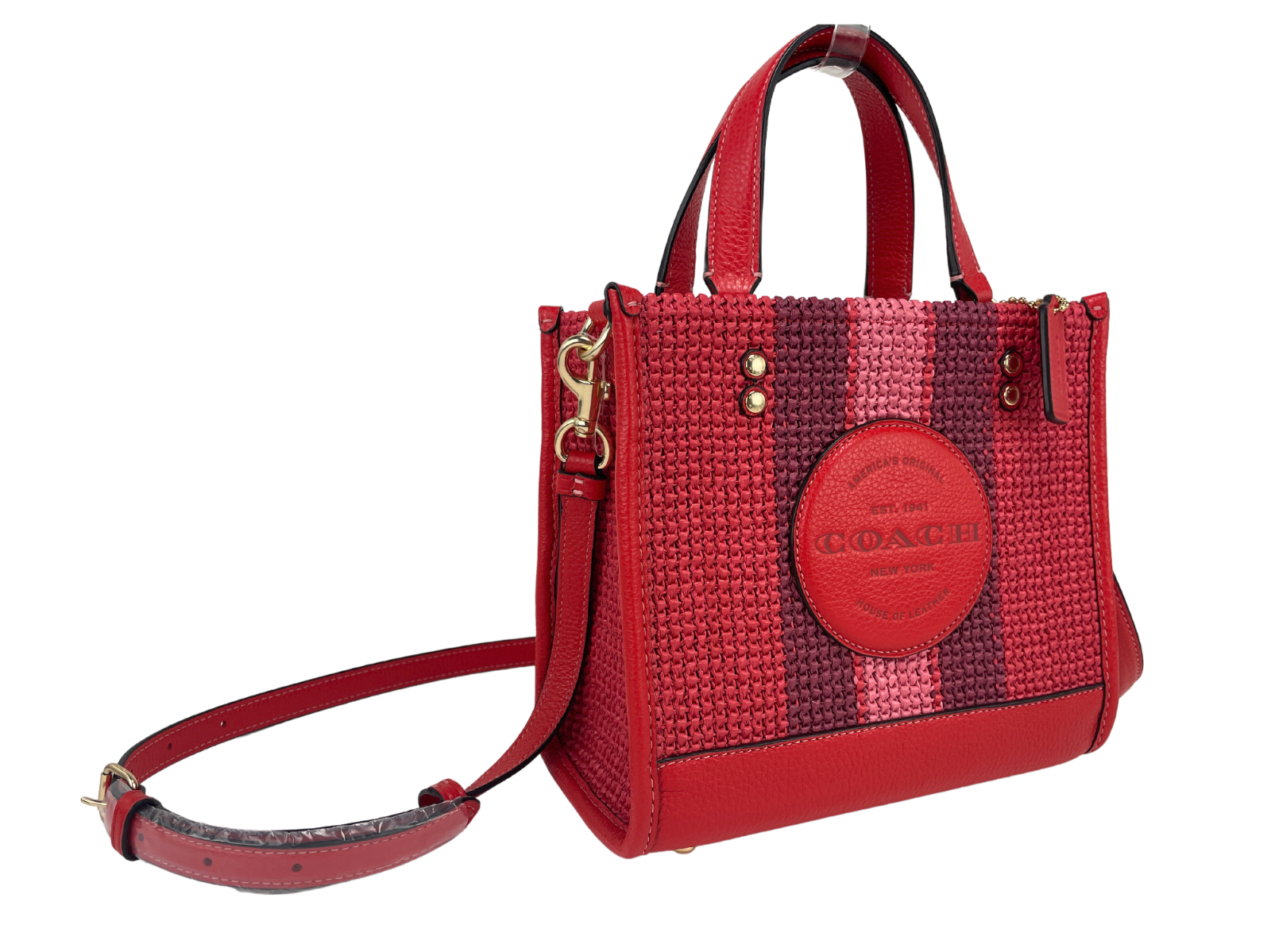 COACH (CA291) Dempsey Straw Miami Red Tote 22 Crossbody Purse Handbag Bag COACH (CA291) Dempsey Straw Miami Red Tote 22 Crossbody Purse Handbag Bag | Image 2