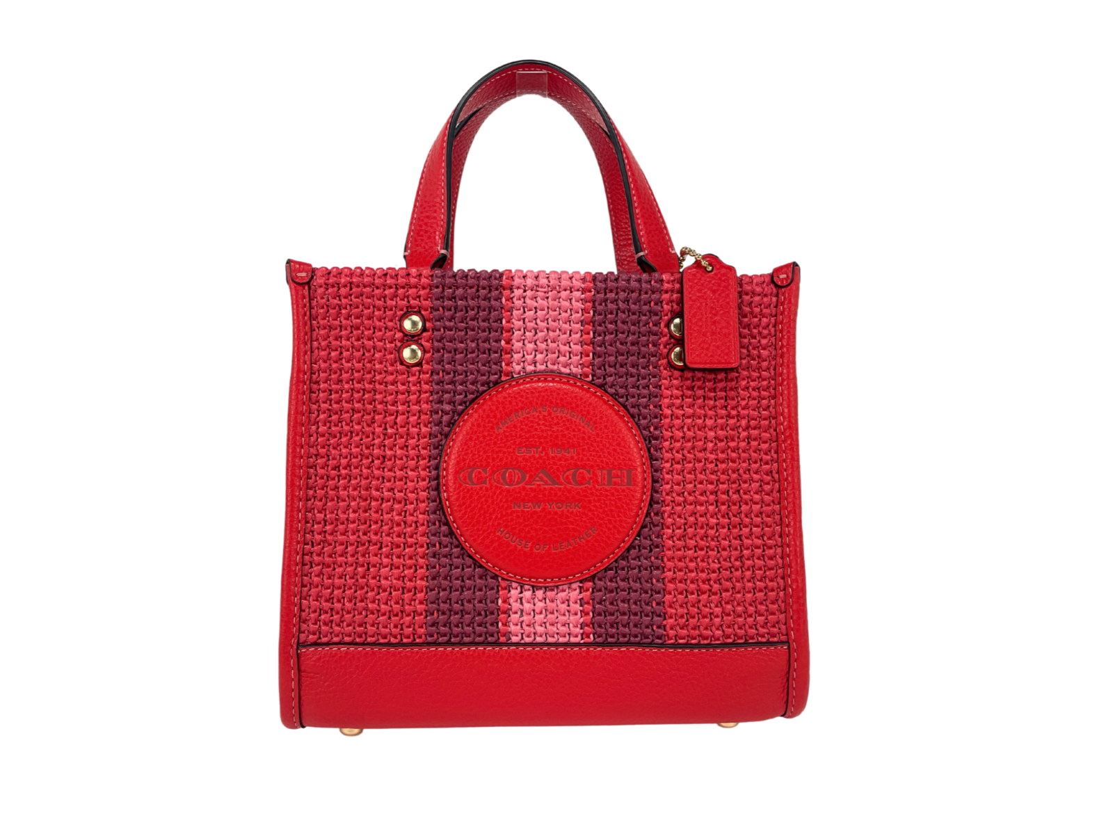 COACH (CA291) Dempsey Straw Miami Red Tote 22 Crossbody Purse Handbag Bag COACH (CA291) Dempsey Straw Miami Red Tote 22 Crossbody Purse Handbag Bag | Image 1