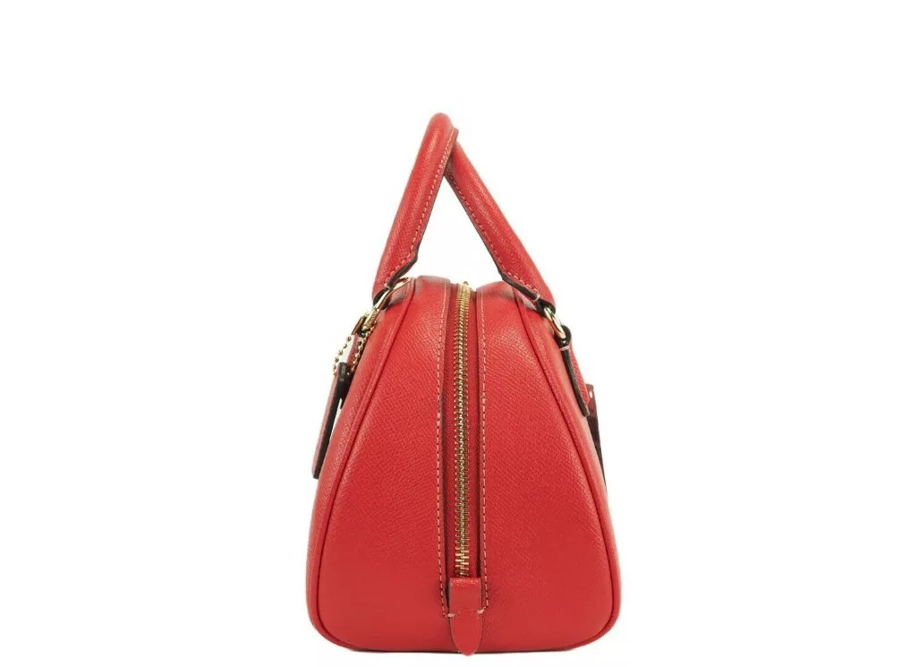 COACH Sydney Small Miami Red Crossgrain Leather Satchel Crossbody Bag COACH Sydney Small Miami Red Crossgrain Leather Satchel Crossbody Bag | Image 3