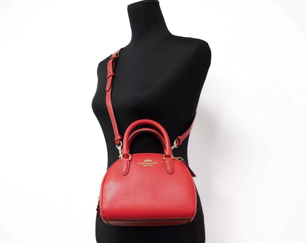 COACH Sydney Small Miami Red Crossgrain Leather Satchel Crossbody Bag COACH Sydney Small Miami Red Crossgrain Leather Satchel Crossbody Bag | Image 2