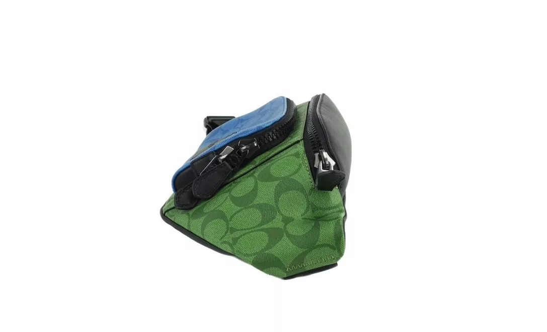 COACH Neon Green Multi Blocked Signature Canvas Track Waist Belt Bag COACH Neon Green Multi Blocked Signature Canvas Track Waist Belt Bag | Image 4