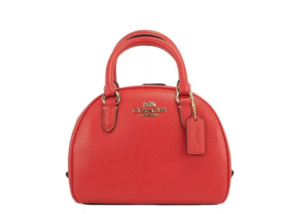 COACH Sydney Small Miami Red Crossgrain Leather Satchel Crossbody Bag COACH Sydney Small Miami Red Crossgrain Leather Satchel Crossbody Bag | Image 1