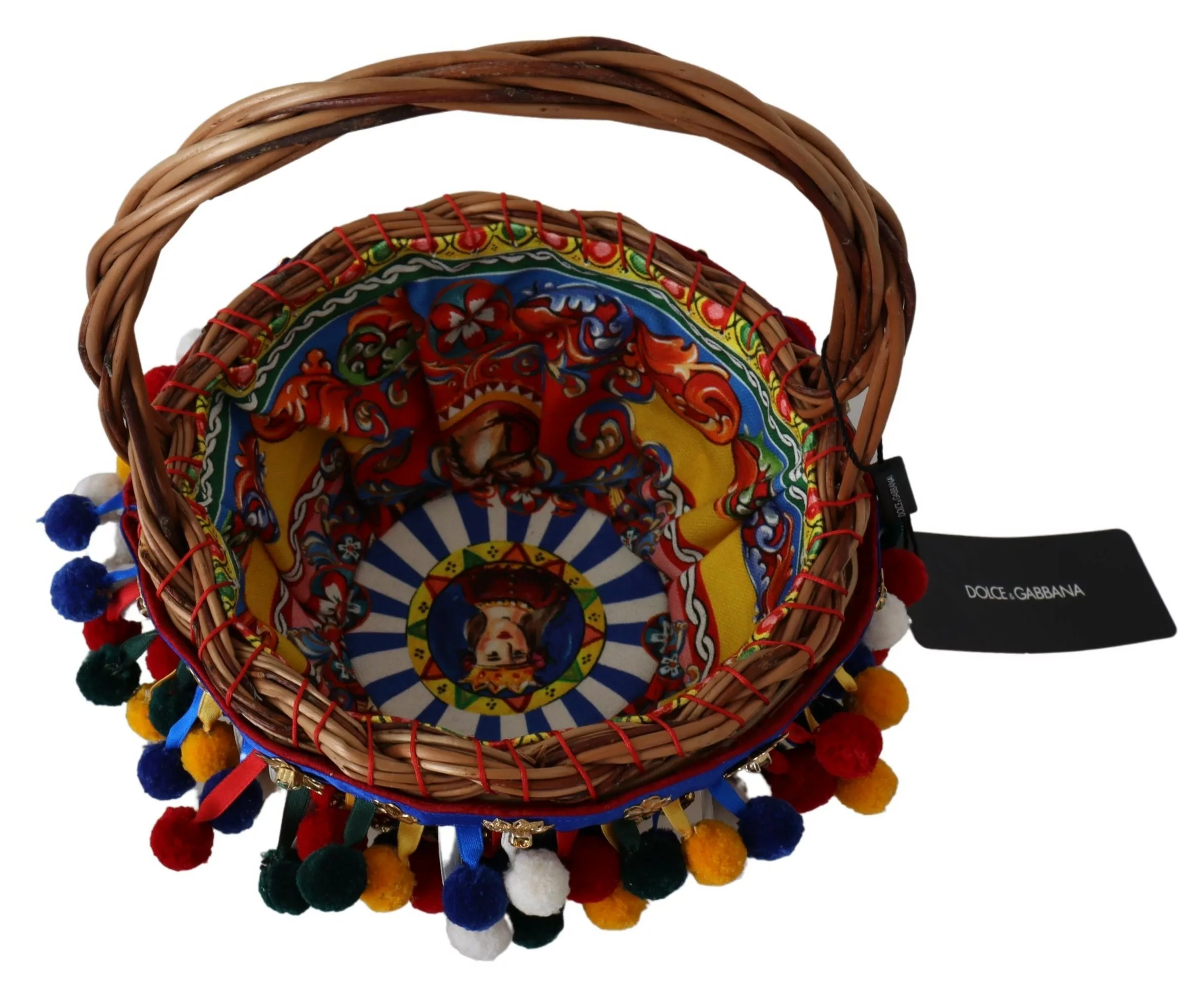 Dolce & Gabbana Multicolor Cotton Embellished Agnese Basket Tote Bag Dolce & Gabbana Multicolor Cotton Embellished Agnese Basket Tote Bag | Image 4