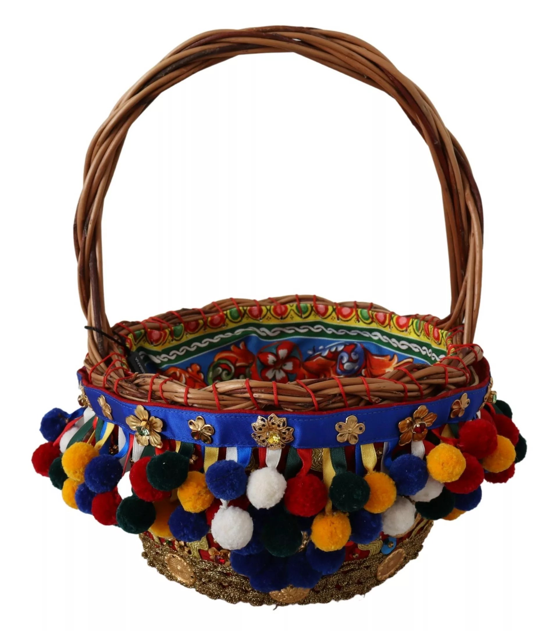 Dolce & Gabbana Multicolor Cotton Embellished Agnese Basket Tote Bag Dolce & Gabbana Multicolor Cotton Embellished Agnese Basket Tote Bag | Image 1