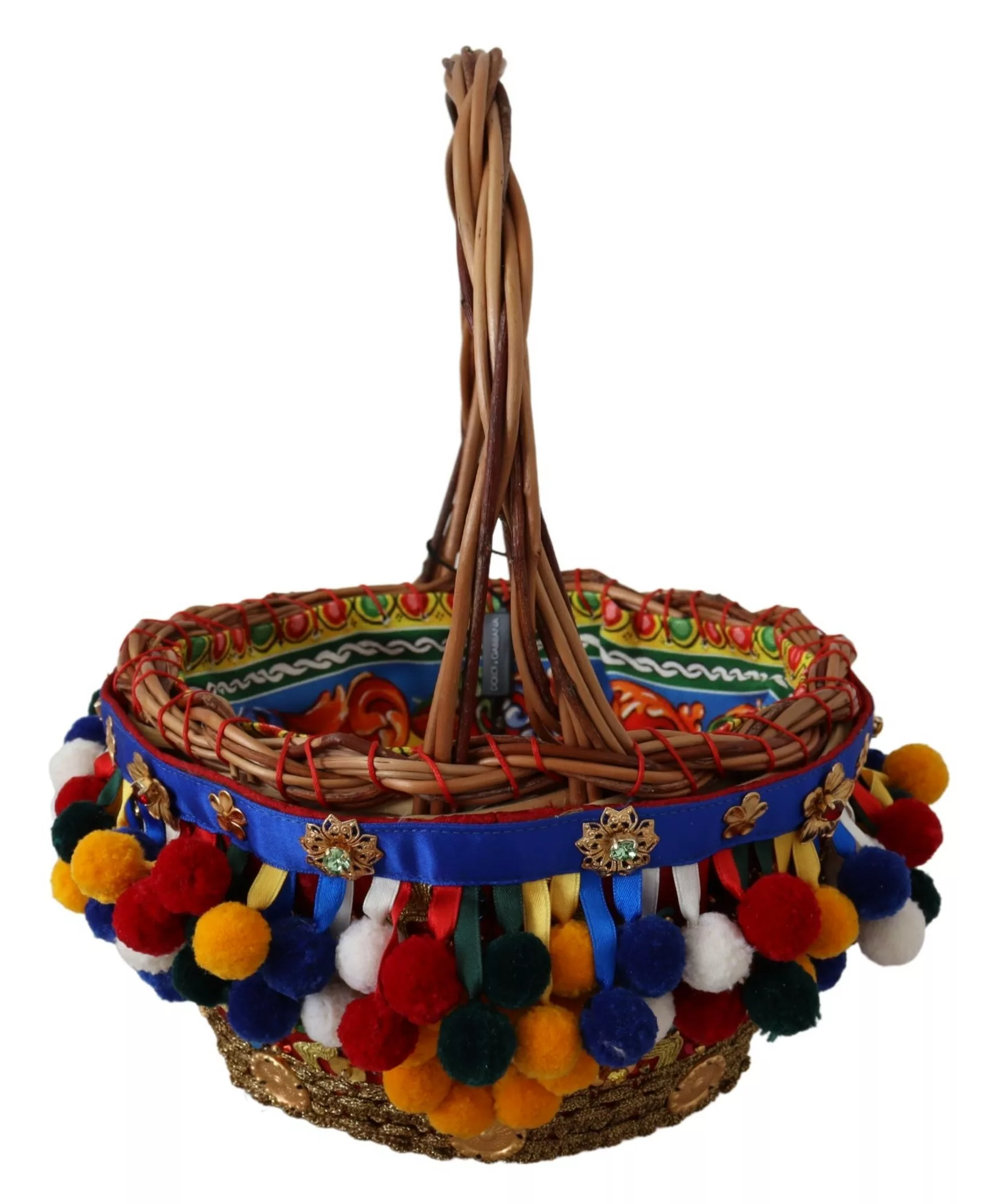 Dolce & Gabbana Multicolor Cotton Embellished Agnese Basket Tote Bag Dolce & Gabbana Multicolor Cotton Embellished Agnese Basket Tote Bag | Image 2