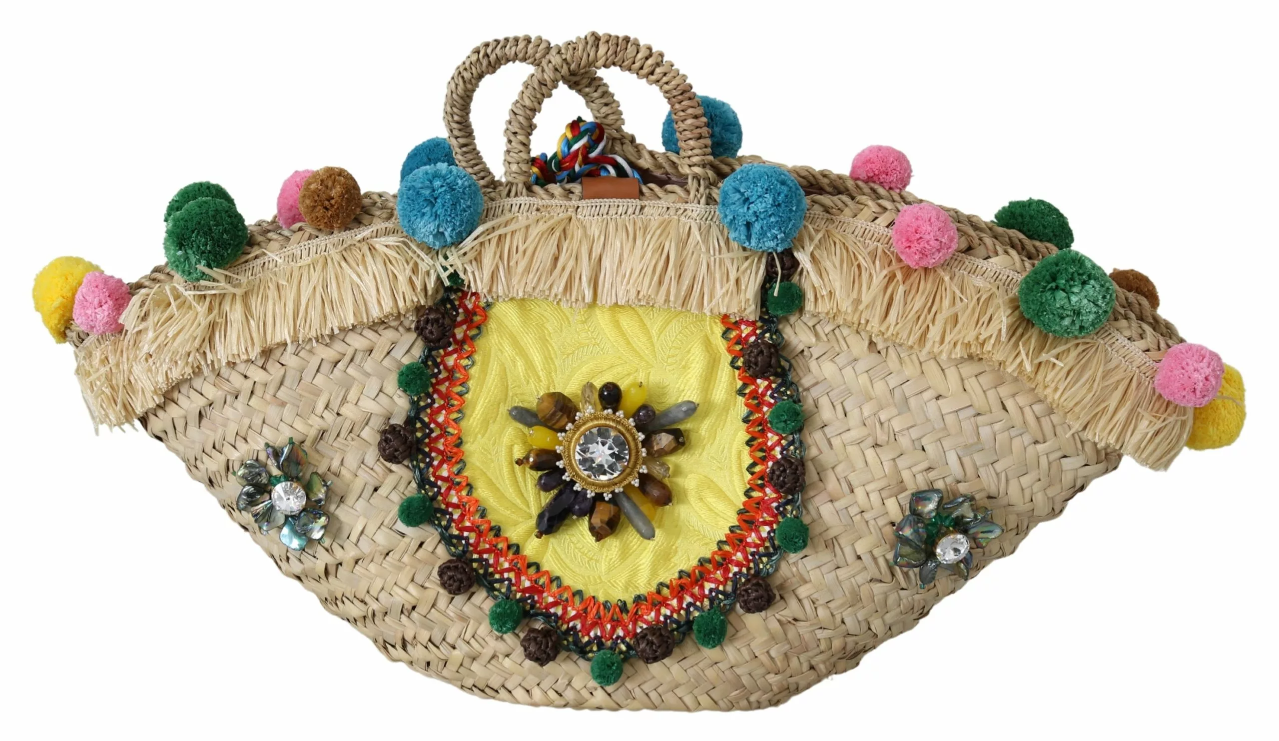 Dolce & Gabbana Multicolor Straw Crystal Ricamo Hand Tote Borse Bag Dolce & Gabbana Multicolor Straw Crystal Ricamo Hand Tote Borse Bag | Image 1