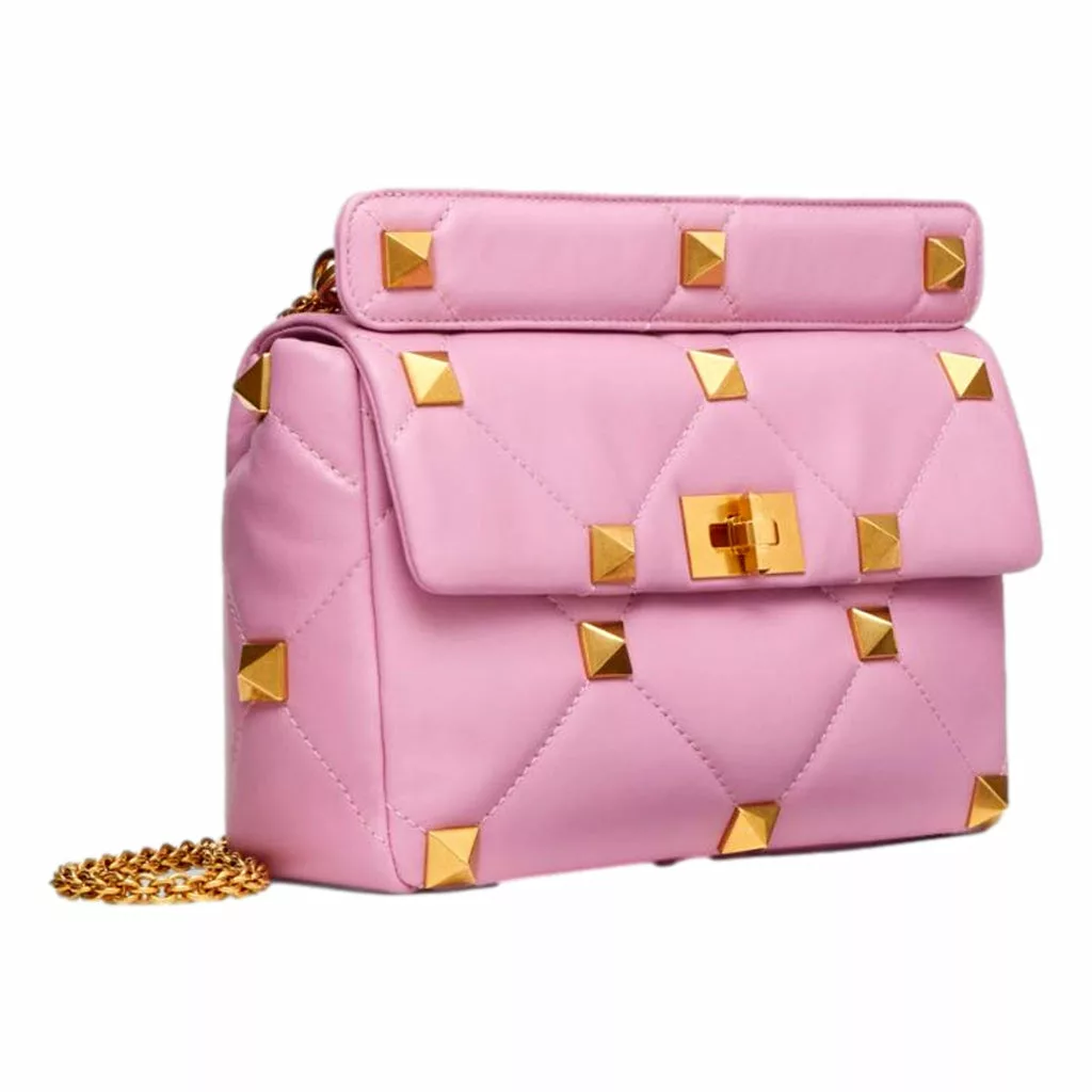 Valentino Garavani Roman Stud Pink Leather Large Crossbody Valentino Garavani Roman Stud Pink Leather Large Crossbody | Image 5