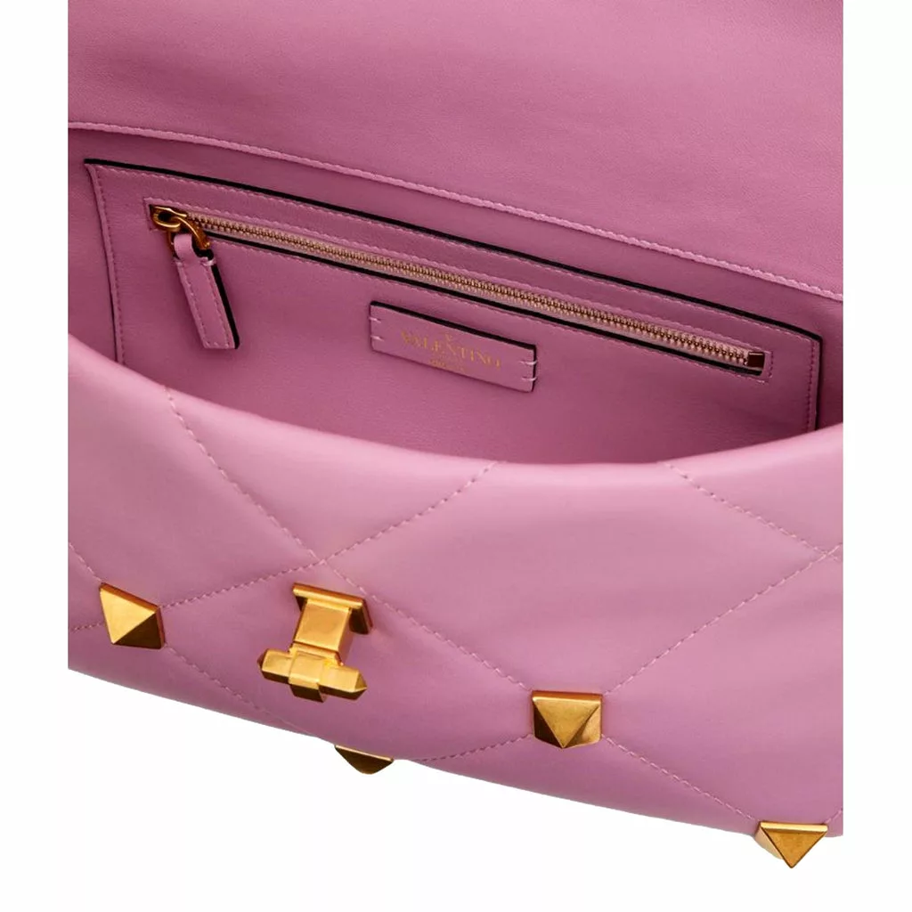 Valentino Garavani Roman Stud Pink Leather Large Crossbody Valentino Garavani Roman Stud Pink Leather Large Crossbody | Image 4
