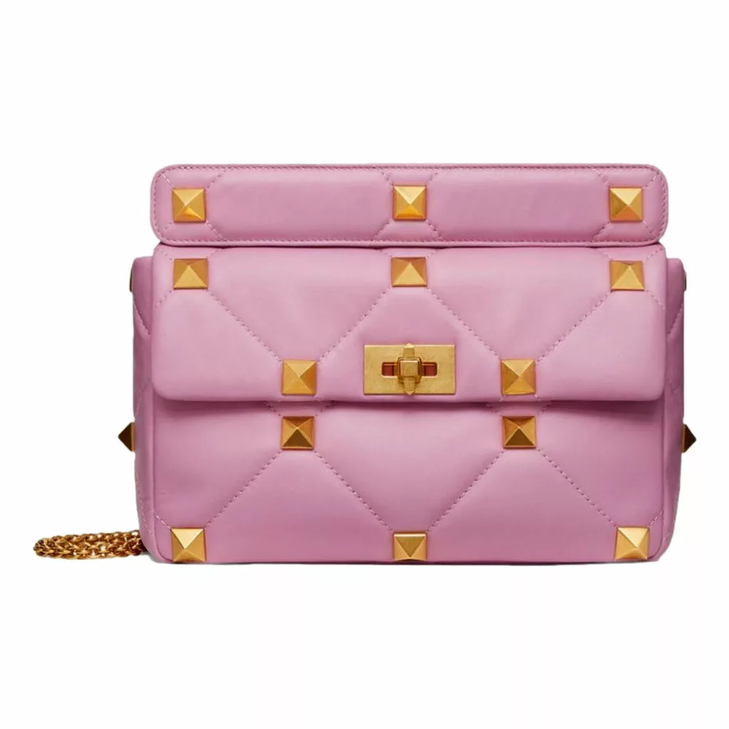 Valentino Garavani Roman Stud Pink Leather Large Crossbody Valentino Garavani Roman Stud Pink Leather Large Crossbody | Image 2