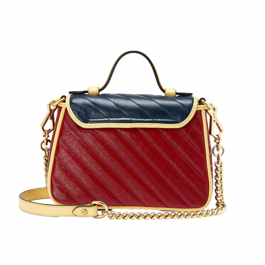 Gucci GG Marmont Red and Blue Leather Top Handle Bag Gucci GG Marmont Red and Blue Leather Top Handle Bag | Image 5
