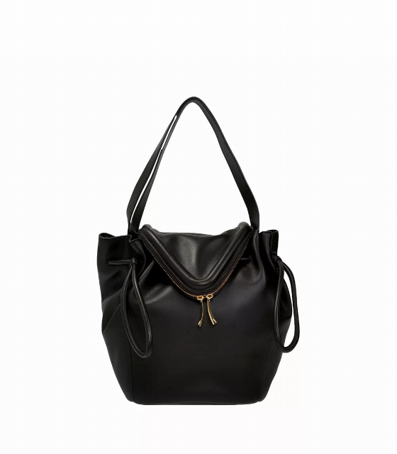 Bottega Veneta Beak Large Black Calfskin Shoulder Bag | Image 1