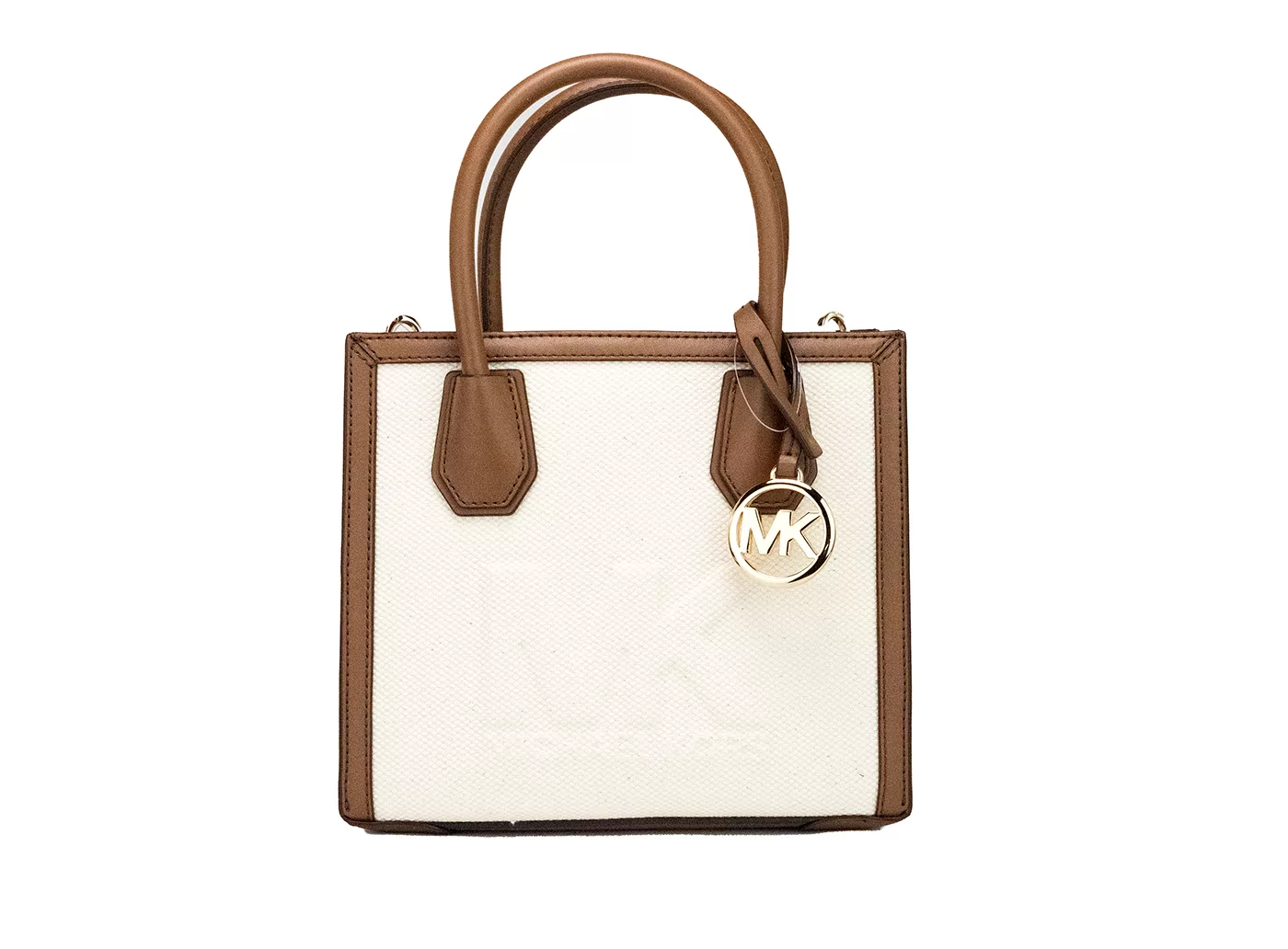 Michael Kors Mercer Medium Luggage Embossed Cotton Canvas Messenger Handbag Michael Kors Mercer Medium Luggage Embossed Cotton Canvas Messenger Handbag | Image 1