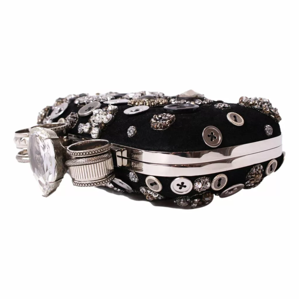Alexander McQueen Black Embellished Four-Ring Box Clutch Alexander McQueen Black Embellished Four-Ring Box Clutch | Image 7
